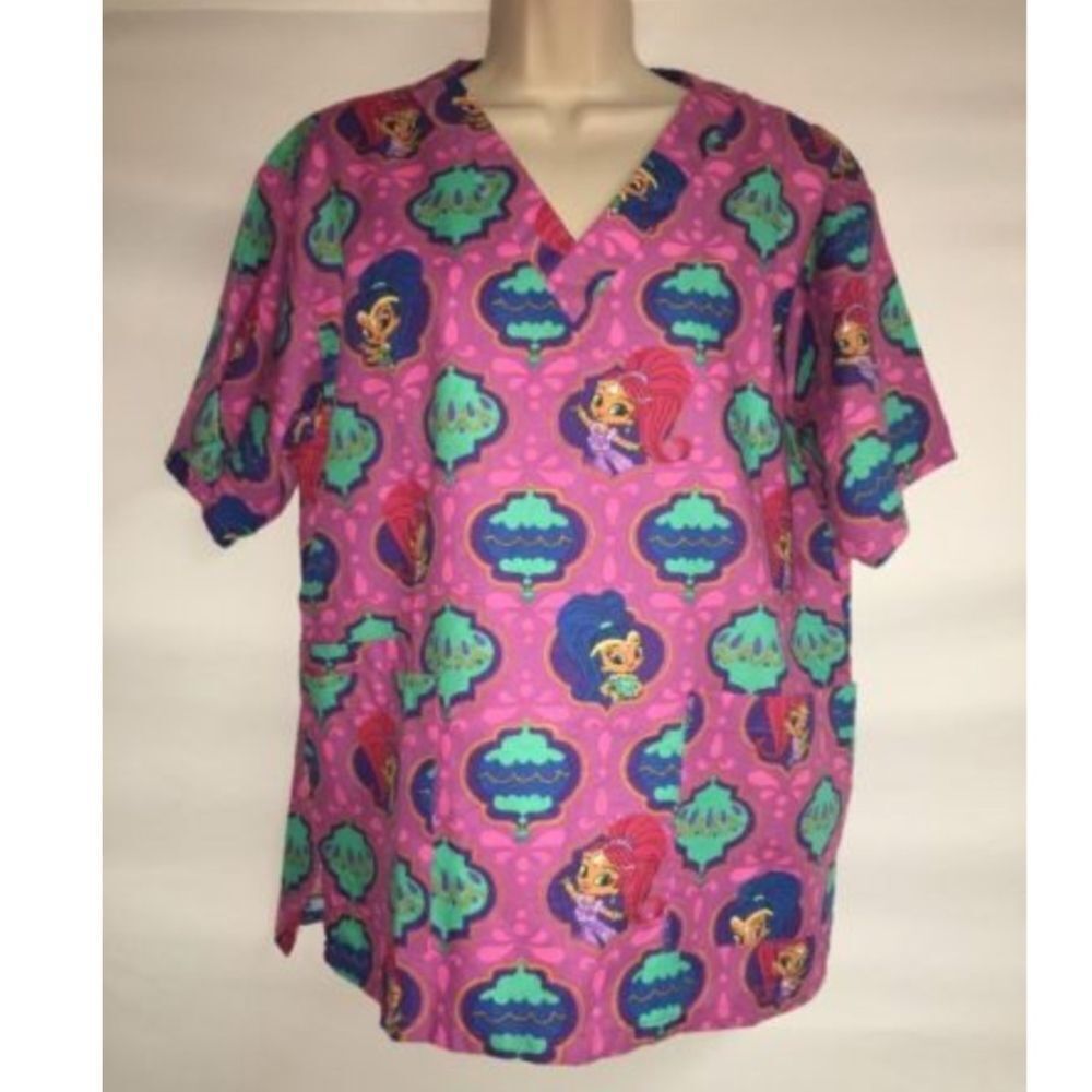 Nickelodeon Scrub Top Shimmer & Shine Medium